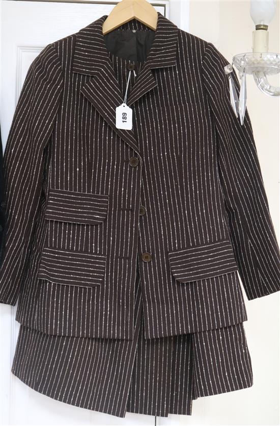 An Yves St Laurent Haut Couture 1970s three piece ladies brown wool suit